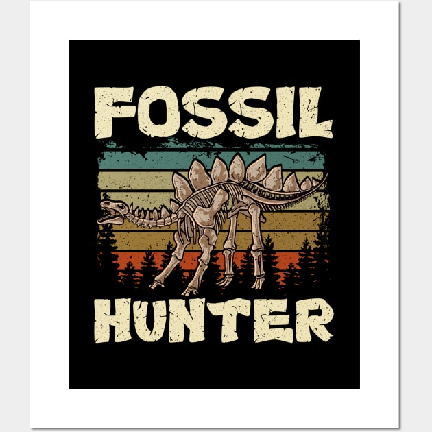 Cute & Funny Fossil Hunter Paleontology Dinosaur Wall Art by theperfectpresents